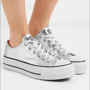 platform silver converse, women size 8